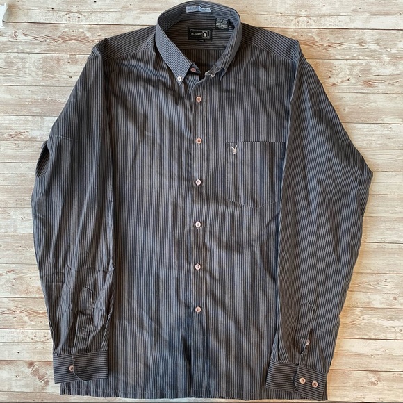Playboy Pinstripe Button Down Dress Shirt Medium - Picture 2 of 7